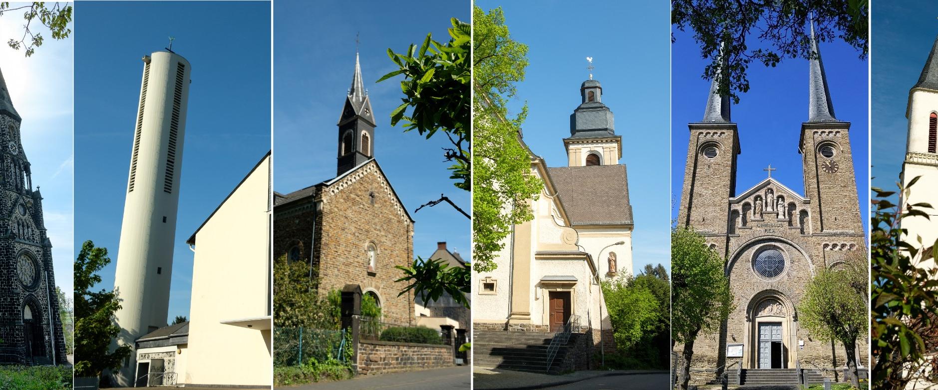 Fotocollage aller Kirchen für Header