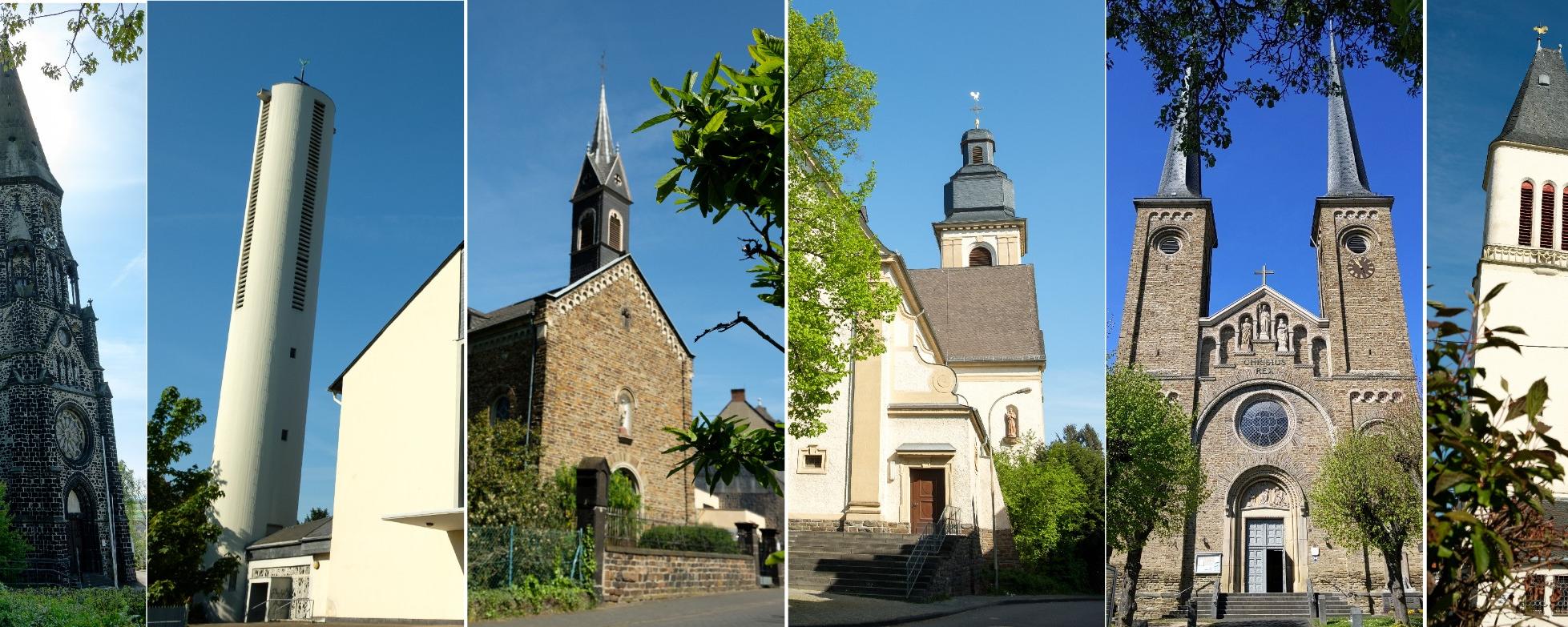 Fotocollage aller Kirchen für Header