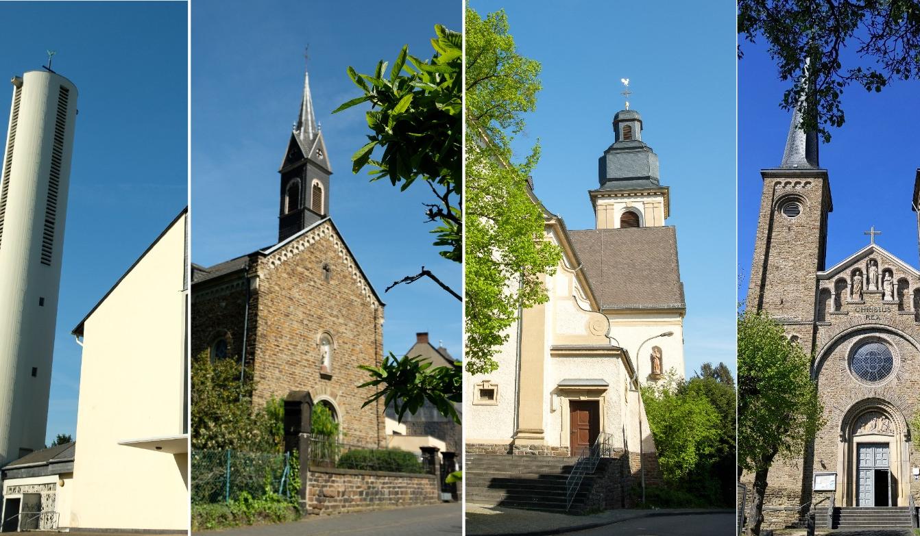 Fotocollage aller Kirchen für Header