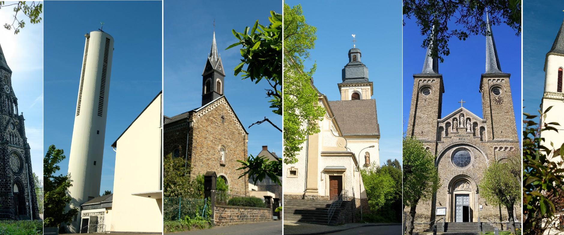 Fotocollage aller Kirchen für Header