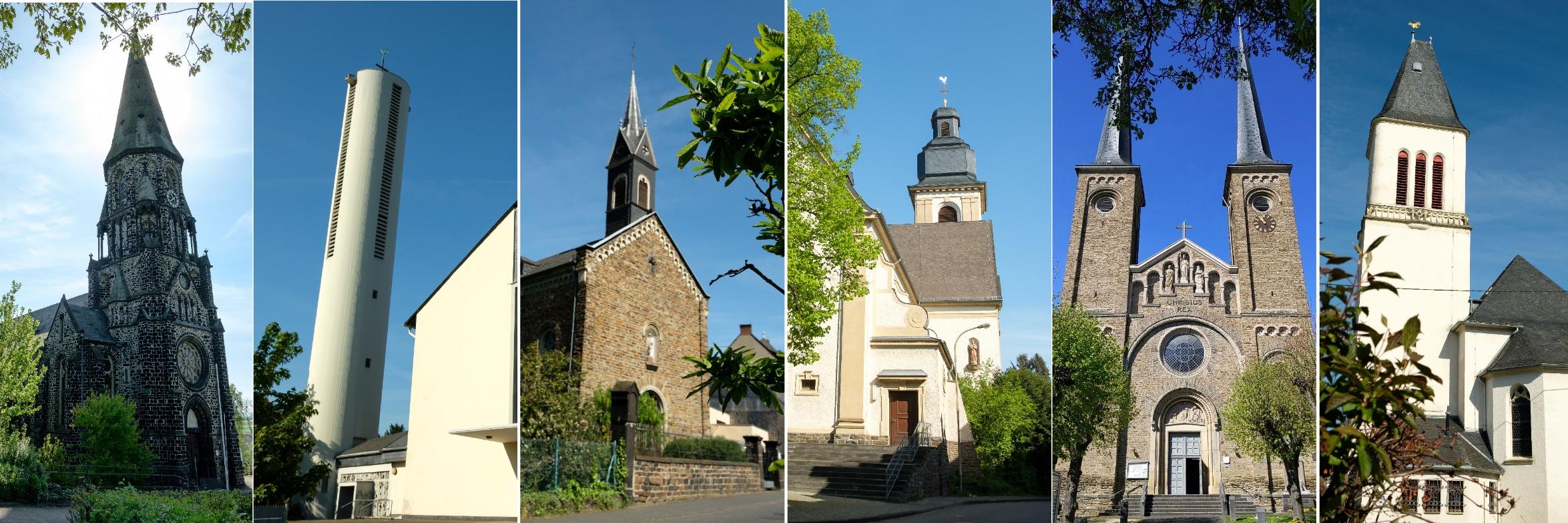 Fotocollage aller Kirchen für Header