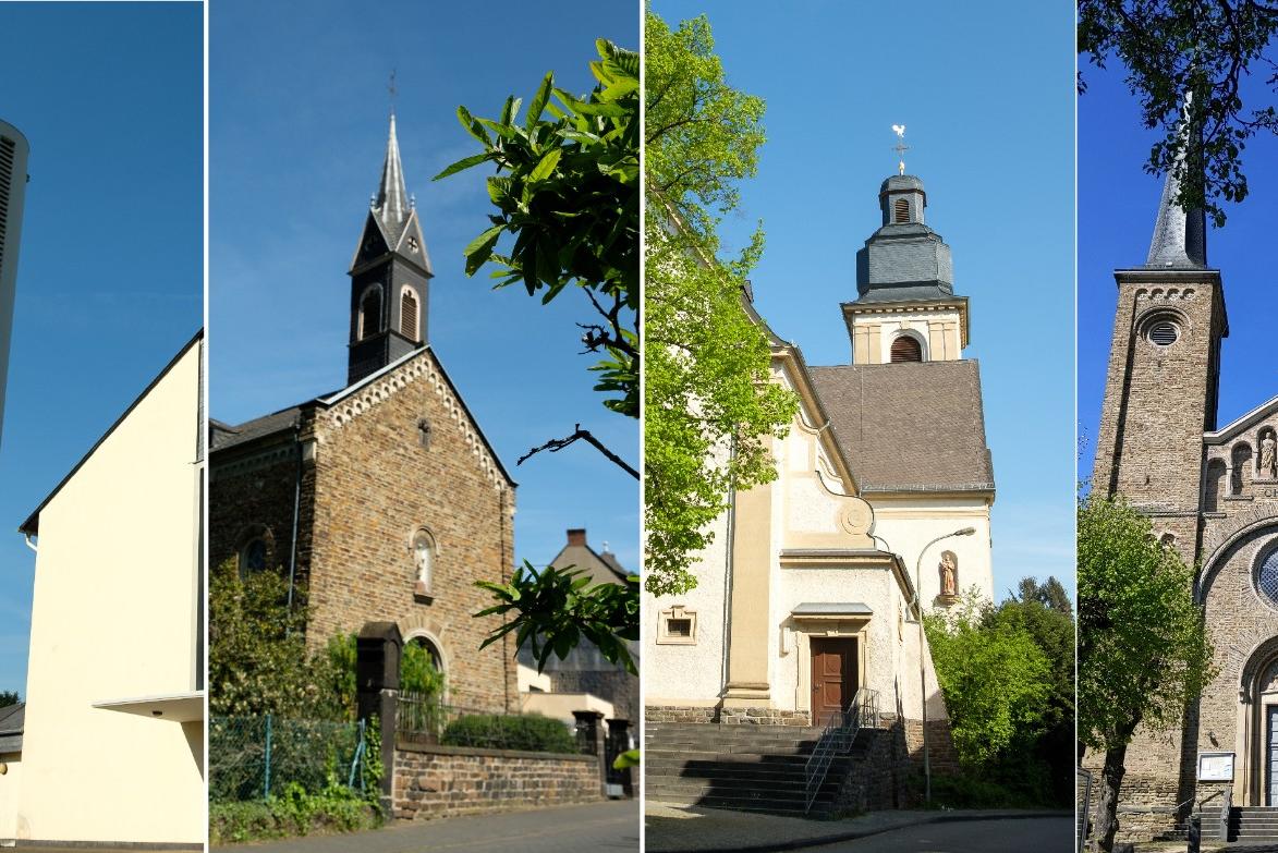 Fotocollage aller Kirchen für Header