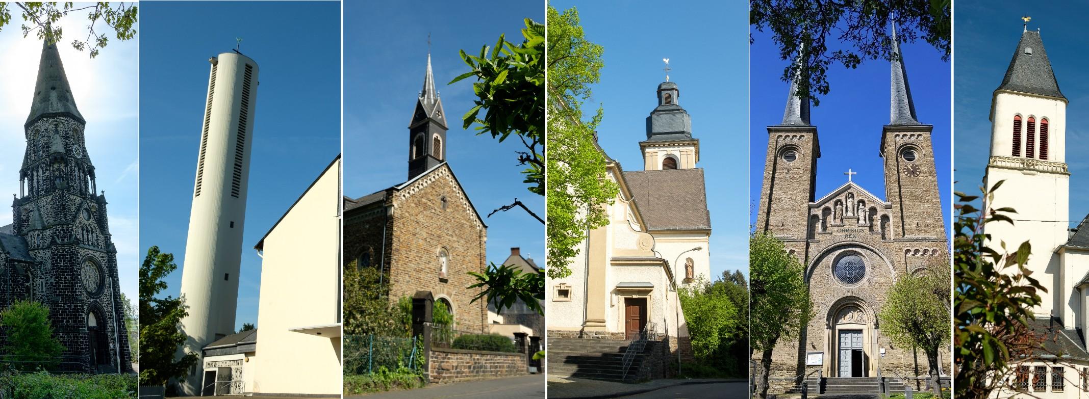 Fotocollage aller Kirchen für Header