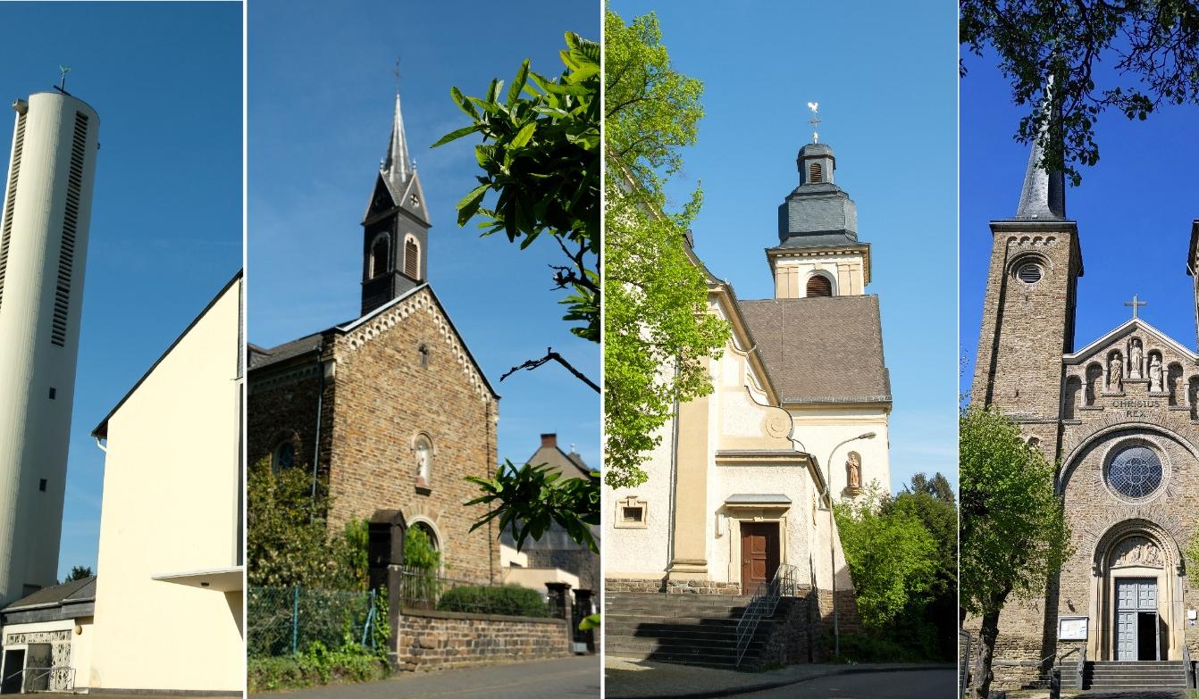 Fotocollage aller Kirchen für Header