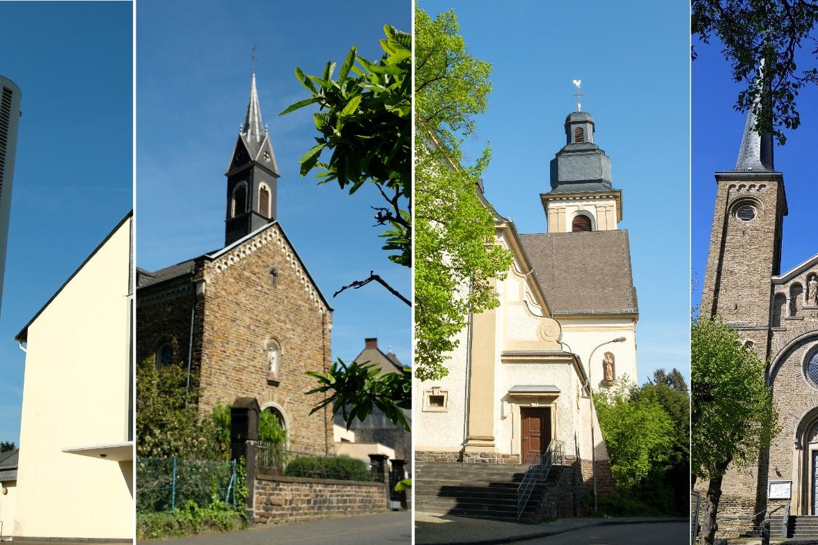 Fotocollage aller Kirchen für Header