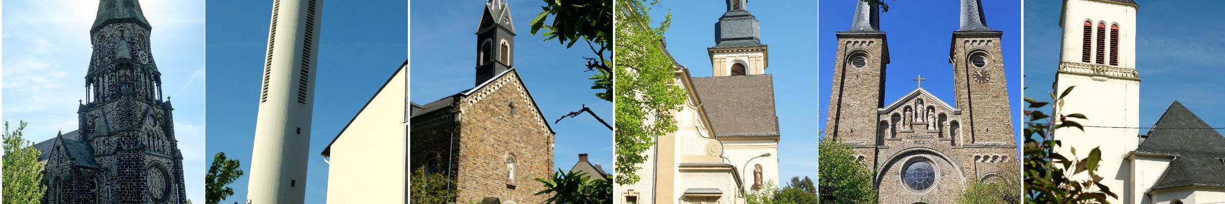 Fotocollage aller Kirchen für Header