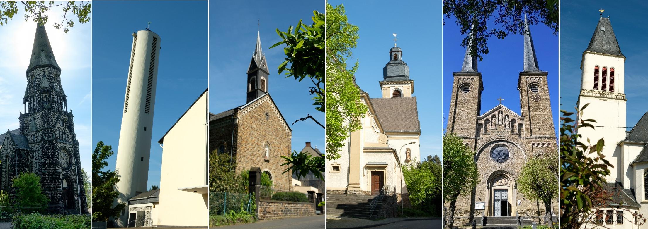 Fotocollage aller Kirchen für Header