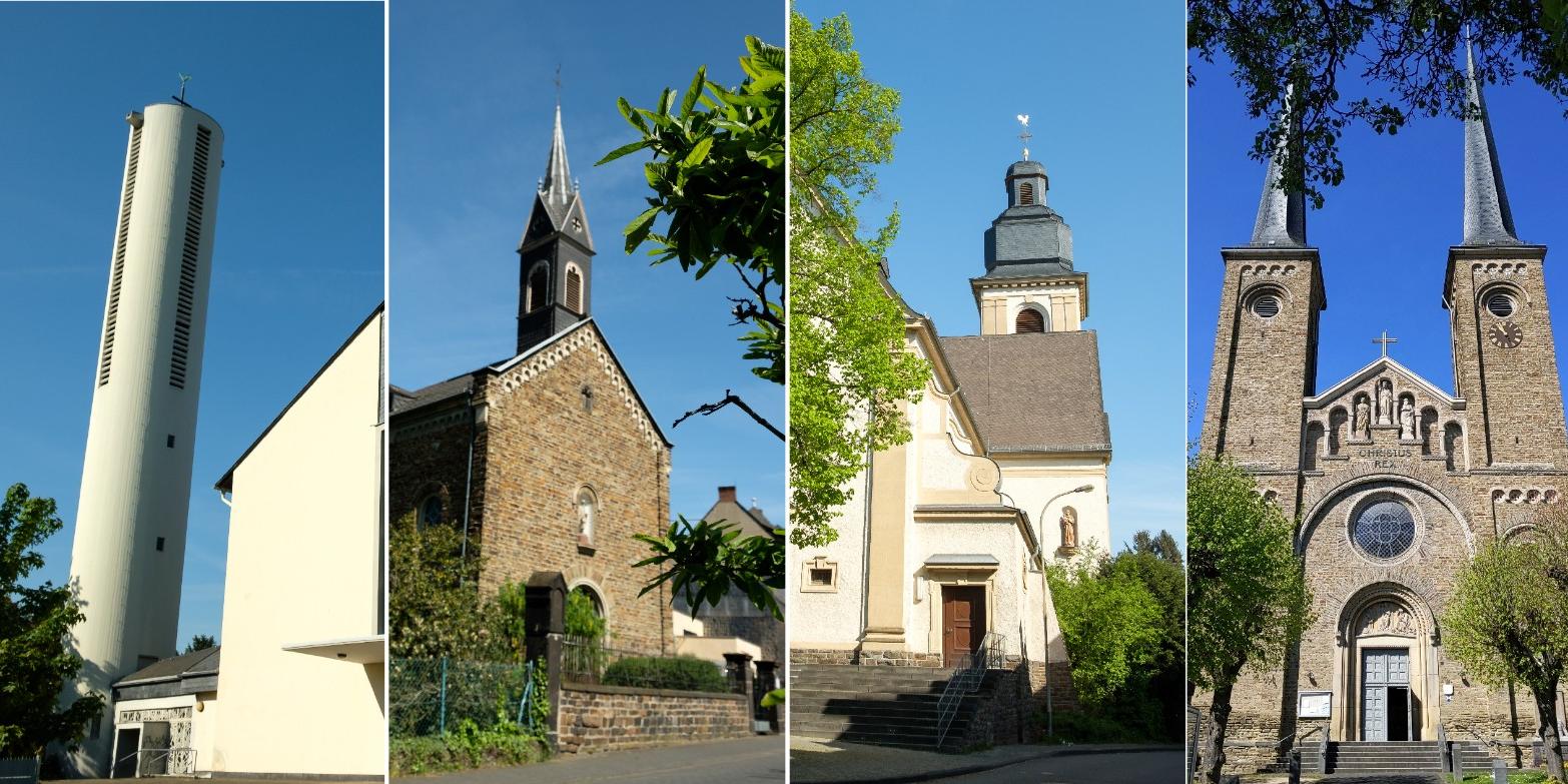 Fotocollage aller Kirchen für Header