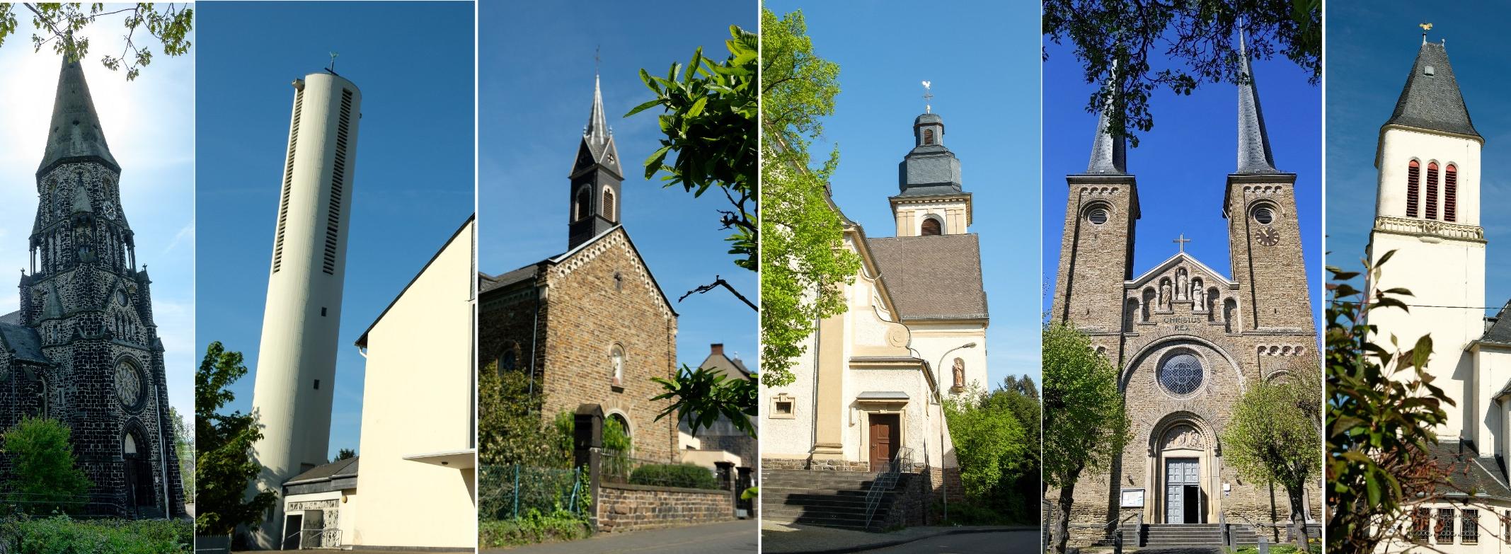 Fotocollage aller Kirchen für Header