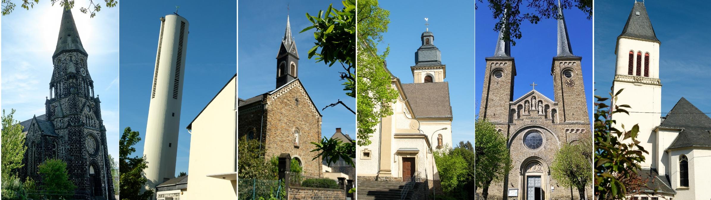 Fotocollage aller Kirchen für Header