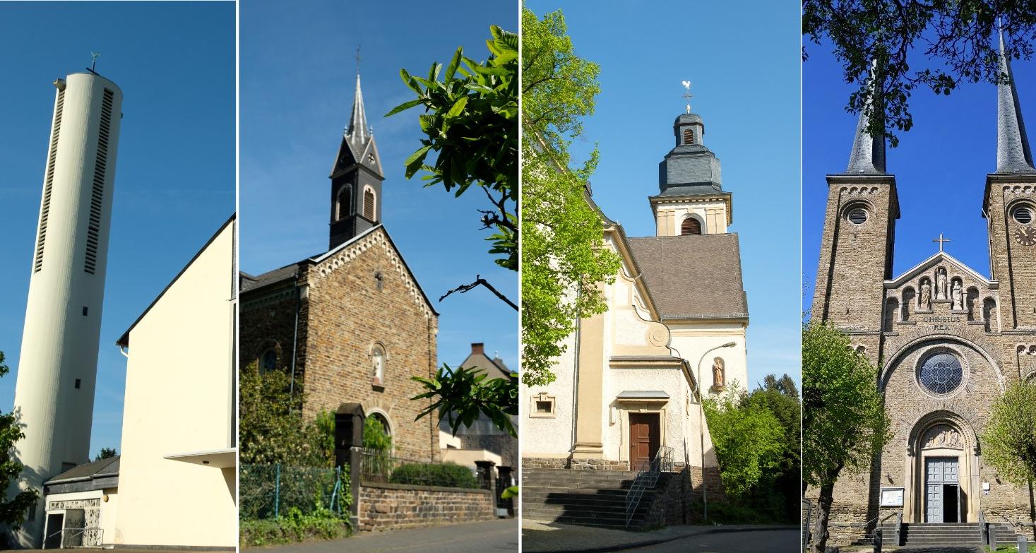 Fotocollage aller Kirchen für Header