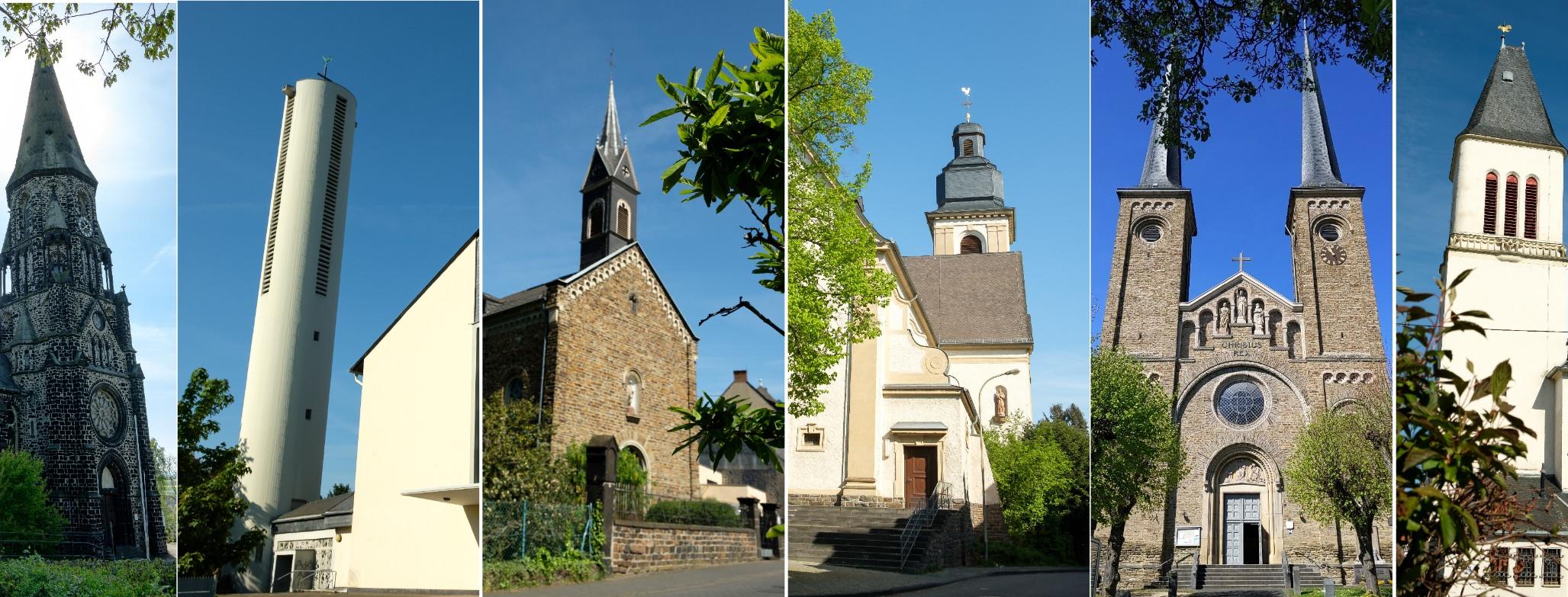 Fotocollage aller Kirchen für Header