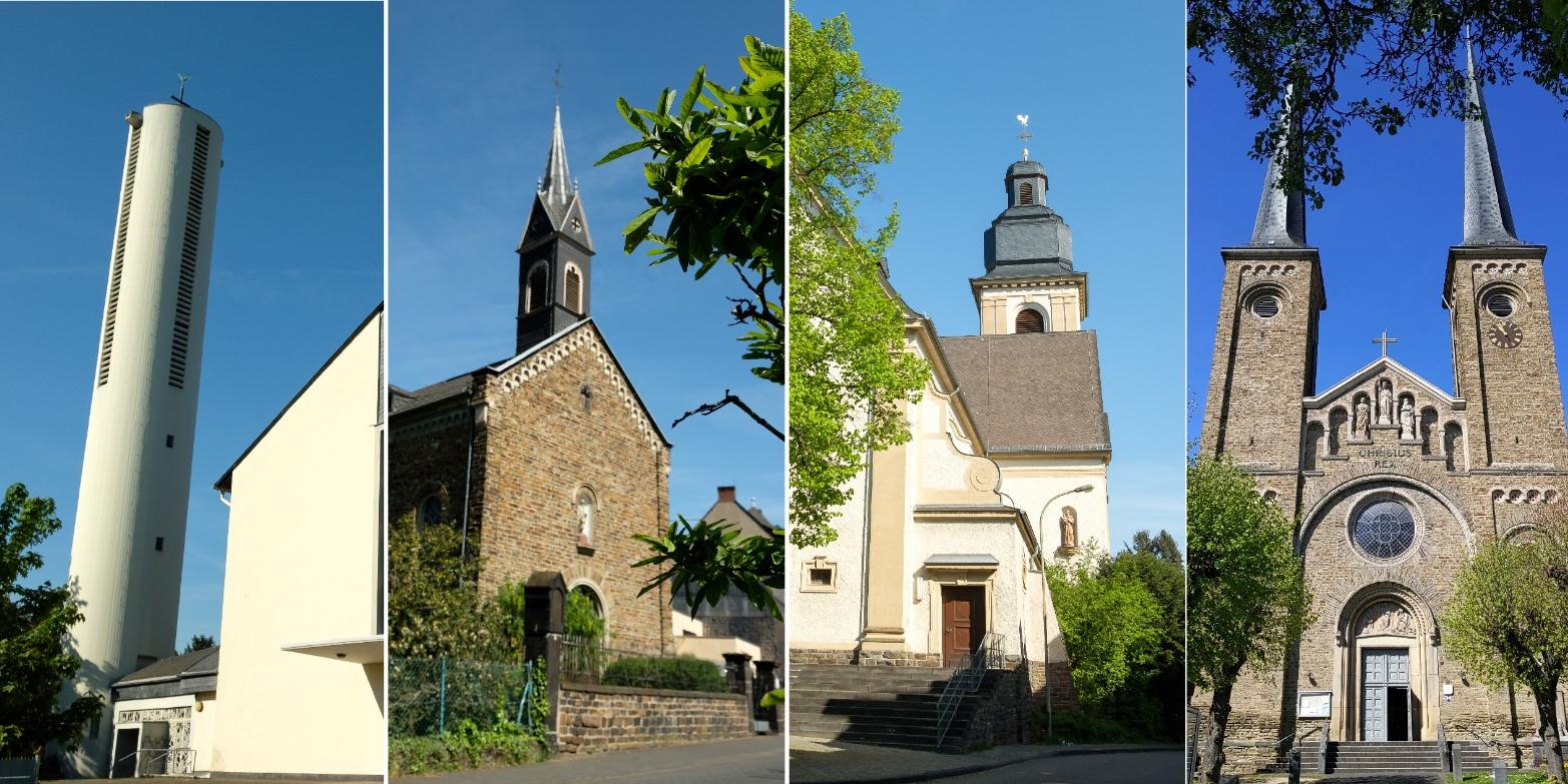 Fotocollage aller Kirchen für Header