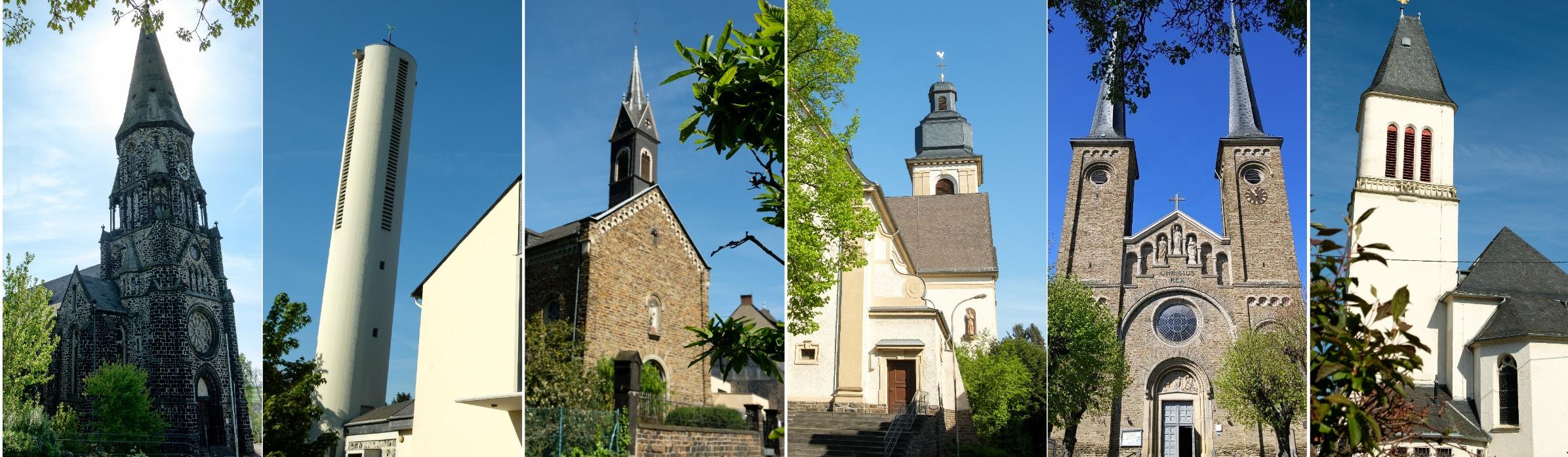 Fotocollage aller Kirchen für Header