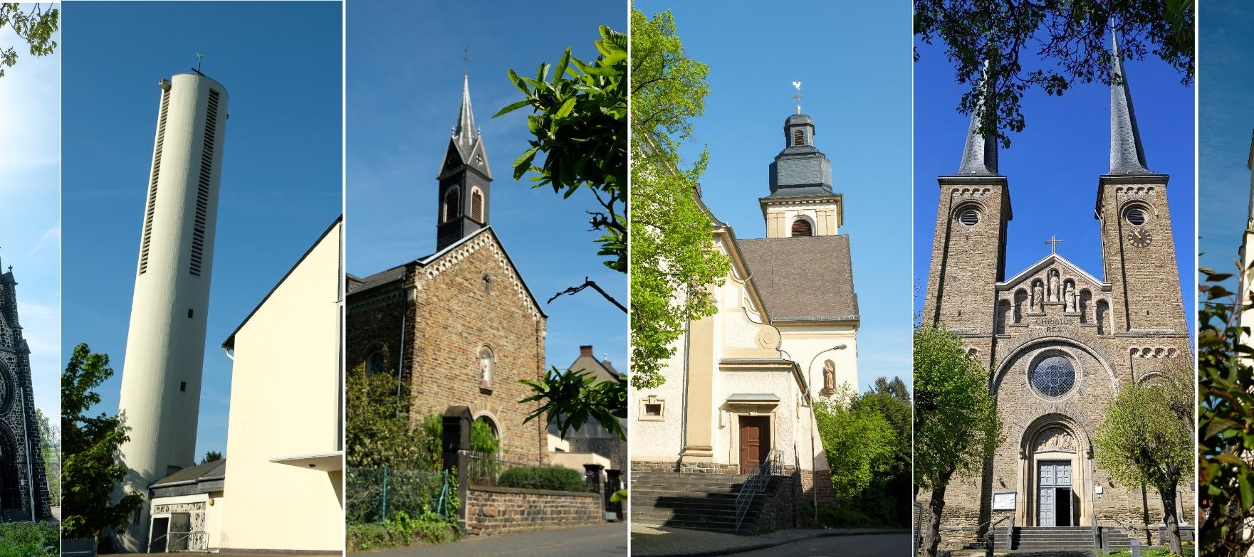 Fotocollage aller Kirchen für Header