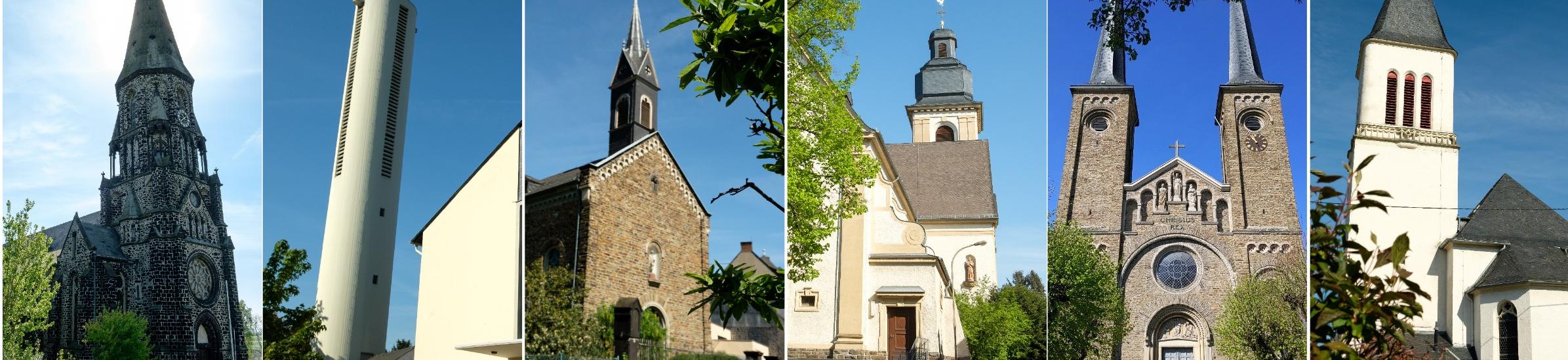 Fotocollage aller Kirchen für Header